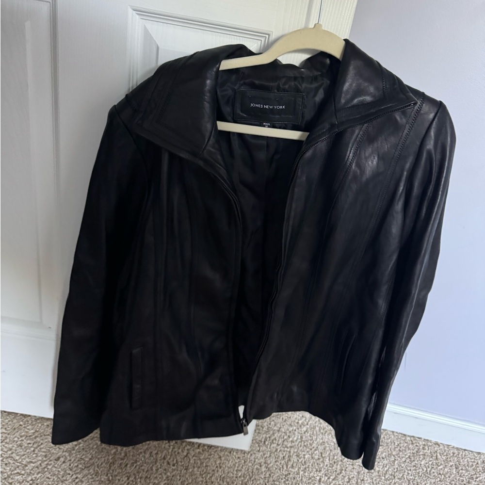 Jones New York black Leather Jacket